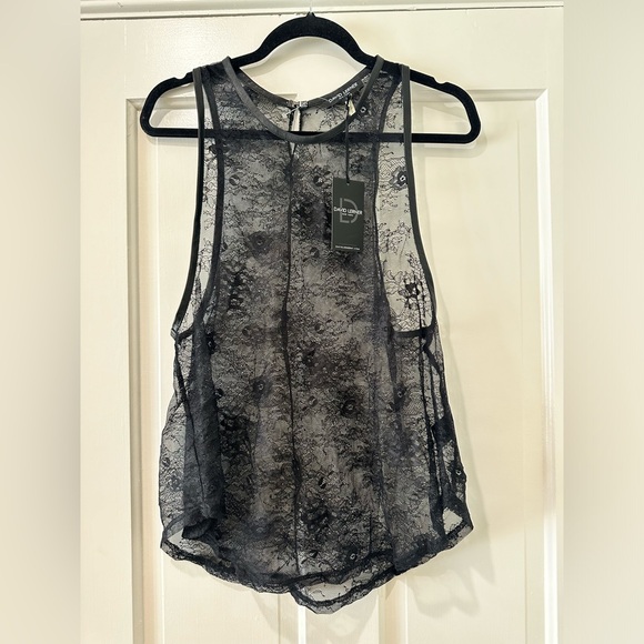David Lerner black all over lace Racerback tank top blouse nwt - Picture 8 of 11